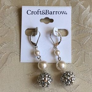Croft & Barrows pearl Dangle Earrings 2 inches